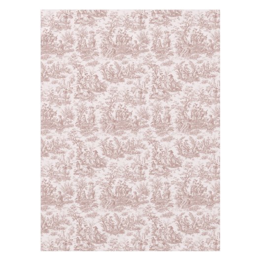 Elegant  lichtbruin toile de jouy bedrukt tafelkleed (Voorkant)