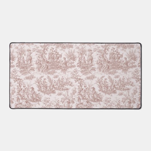 Elegant  lichtbruin toile de jouy bureaumat (Voorkant)