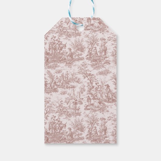 Elegant  lichtbruin toile de jouy cadeaulabel (Achterkant)