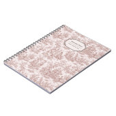 Elegant  lichtbruin toile de jouy klein notitieboek (Linkerzijde)