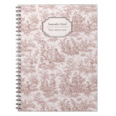 Elegant  lichtbruin toile de jouy klein notitieboek (Voorkant)