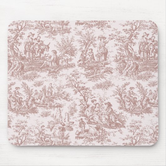 Elegant  lichtbruin toile de jouy muismat (Voorkant)
