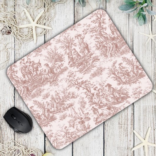 Elegant  lichtbruin toile de jouy muismat