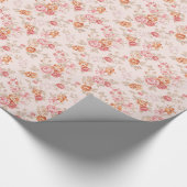  elegant, lichte perzik, roze, rozen patroon cadeaupapier (Hoek)