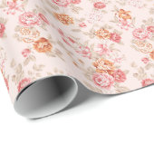  elegant, lichte perzik, roze, rozen patroon cadeaupapier (Rol Hoek)