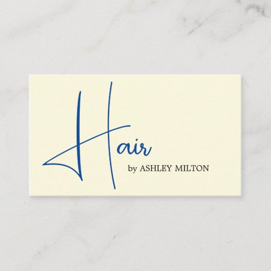 Elegant Lichtgeel Blauw Vet Haar Stylist Visitekaartje (Voorkant)