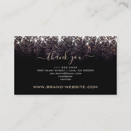 Elegant lichtgevend donkerbruin Gold Glitter Profe Visitekaartje (Achterkant)
