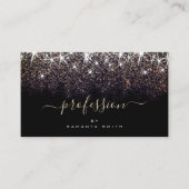 Elegant lichtgevend donkerbruin Gold Glitter Profe Visitekaartje (Voorkant)
