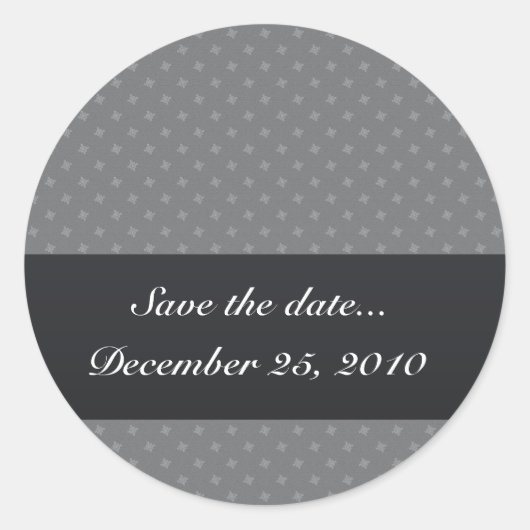 Elegant lichtgrijs achthoekig patroon op ruw grijs ronde sticker (Voorkant)