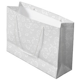 Elegant Lichtgrijs Botanisch Bloempatroon Groot Cadeauzakje