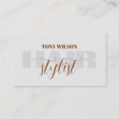 Elegant lichtgrijs bruin vet kapsalon visitekaartje (Voorkant)