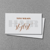 Elegant lichtgrijs bruin vet kapsalon visitekaartje