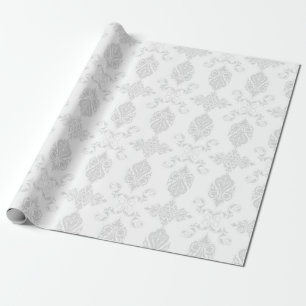Elegant lichtgrijs en wit bruiloftsdecor cadeaupapier