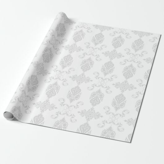 Elegant lichtgrijs en wit bruiloftsdecor cadeaupapier (Uitgerold)