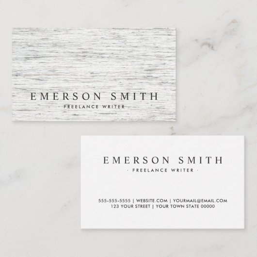 Elegant lichtgrijs houtkorrel modern minimalistisc visitekaartje (Voorkant / Achterkant)