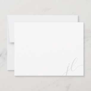 Elegant lichtgrijs twee initiaal letterscript notitiekaartje