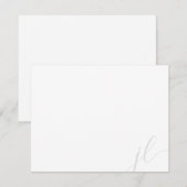 Elegant lichtgrijs twee initiaal letterscript notitiekaartje (Voorkant / Achterkant)