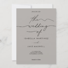 Elegant Lichtgrijs & Zwart Modern Schrifthuwelijk Kaart
