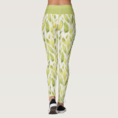 Elegant lichtgroen geel blad patroon leggings (Achterkant)