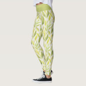 Elegant lichtgroen geel blad patroon leggings (Links)