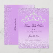 Elegant Lichtpaarse Quinceanera Save The Date Briefkaart (Voorkant / Achterkant)