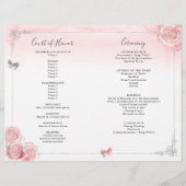 Elegant Lichtroze en Zilveren Quinceanera Programm (Achterkant)