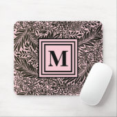 Elegant lichtroze en zwart botanisch patroon muismat (Met muis)
