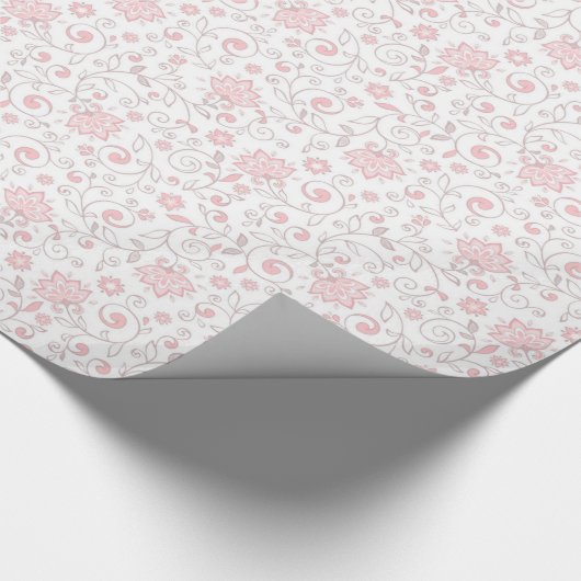 Elegant lichtroze Floral Patroon Cadeaupapier (Hoek)