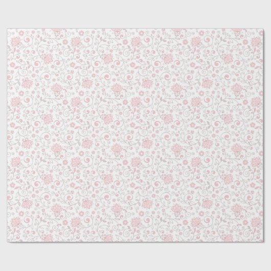 Elegant lichtroze Floral Patroon Cadeaupapier (Vlak)