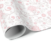 Elegant lichtroze Floral Patroon Cadeaupapier (Rol Hoek)