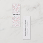 Elegant lichtroze Floral Patroon Mini Visitekaartje (Voorkant / Achterkant)