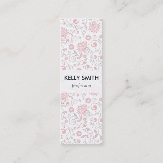 Elegant lichtroze Floral Patroon Mini Visitekaartje (Voorkant)