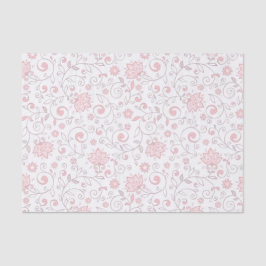 Elegant lichtroze Floral Patroon Tissuepapier (Voorkant)