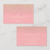 Elegant lichtroze met Golden Glitter Rain Beauty Visitekaartje (Voorkant / Achterkant)