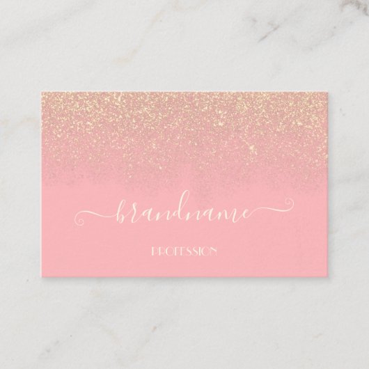 Elegant lichtroze met Golden Glitter Rain Beauty Visitekaartje (Voorkant)