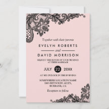 Elegant lichtroze met zwarte kant formele bruiloft