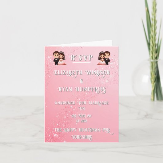 Elegant Lichtroze Sparkle Ontwerp voor Huwelijk Aankondiging (Voorkant)