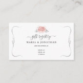 Elegant Lichtroze Zilver Waterverf Gift Registry Informatiekaartje (Voorkant)