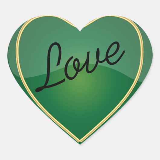Elegant Liefde Glanzend Helder Groen Hart Hart Sticker (Voorkant)