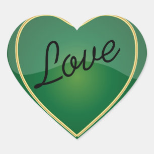 Elegant Liefde Glanzend Helder Groen Hart Hart Sticker