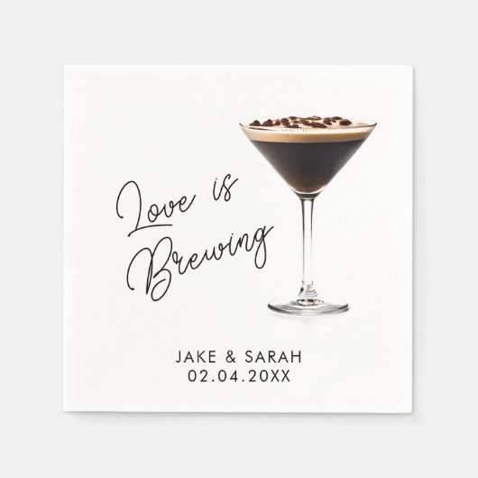 Elegant "Liefde is Brouwen" Espresso Martini Thema Servet (Voorkant)