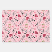 Elegant Liefde Kisses Key Pioen Roze Harten Inpakpapier Vel (Voorkant)