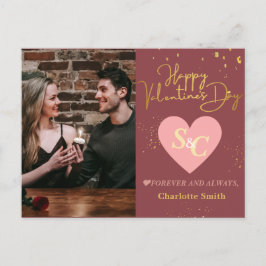 Elegant Liefde Monogram Valentijnsdag paar foto Feestdagenkaart