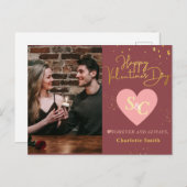 Elegant Liefde Monogram Valentijnsdag paar foto Feestdagenkaart (Voorkant / Achterkant)