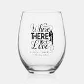 Elegant Liefde Quote Kalligrafie Bruiloft Wijnglas Zonder Voet (Voorkant)