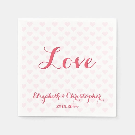 Elegant Liefde Roze Harten Bruiloft Jubileum Party Servetten (Voorkant)