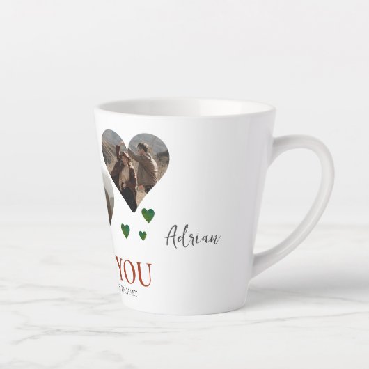 Elegant Liefde Valentijnsdag paar 3 foto Naam L Latte Mok (Rechts)