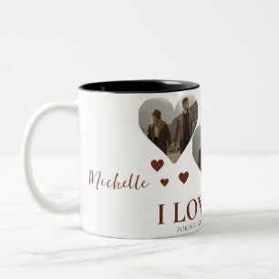 Elegant Liefde Valentijnsdag paar 3 foto Naam Tweekleurige Koffiemok