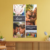 Elegant Liefdes Script Foto Collage Krijtbord Canvas Afdruk (Insitu (Woonkamer))