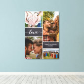 Elegant Liefdes Script Foto Collage Krijtbord Canvas Afdruk (Insitu (Houten vloer))